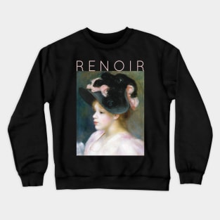 Auguste Renoir - Young Girl in a Pink and Black Hat Crewneck Sweatshirt